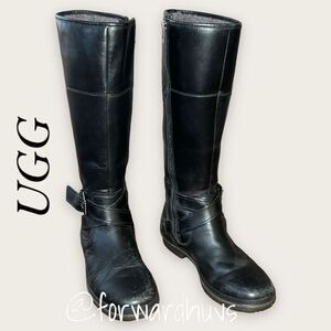 UGG Waterproof Leather Evanna Black Boots